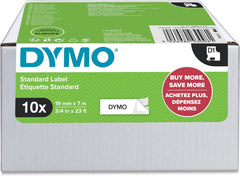 DYMO D1 Tape Zwart op Wit 19 mm x 7 m - Voordeelverpakking van 10 Stuks (2093098)