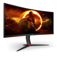 AOC CU34G2X/BK Gaming CU34G2X 86 cm (34 inch) gebogen monitor (QHD, HDMI, DisplayPort, Free-Sync, 1 ms responstijd, 144 Hz, 3440x1440) zwart/rood