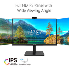 ASUS BE279QSK Video Conferencing Monitor - 27 inch, Full HD, IPS, Frameless, Full HD Webcam, Stereo Speakers, Height Adjustable, Ergonomic Design, HDMI, Mini-PC Mount Kit, Wall Mountable