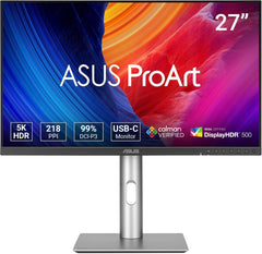 ASUS ProArt Display 5K PA27JCV Professional Monitor 27 inch, IPS, 5K (5120 x 2880), 99 Pure DCI-P3, LuxPixel AGLR, Calman Geverifieerd, USB-C PD 96 W, HDR 500, KVM, ergonomisch